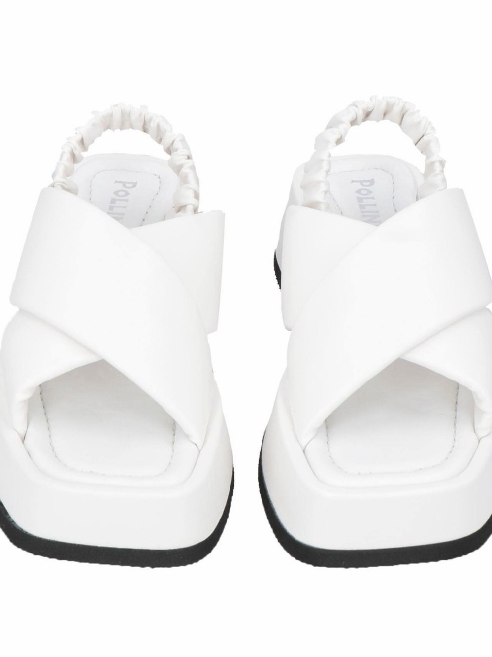 NEW  in Box Pollini White Crisscross Leather Slingback Sandals